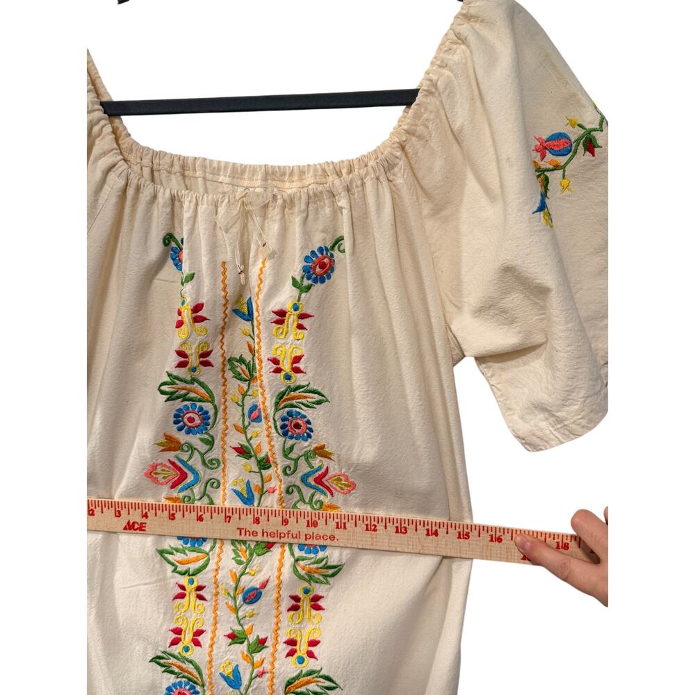 Vintage Mary Vi BARBADOS Floral Embroidered Maxi Dress Mexico Folk Cotton MINT M - Picture 9 of 15